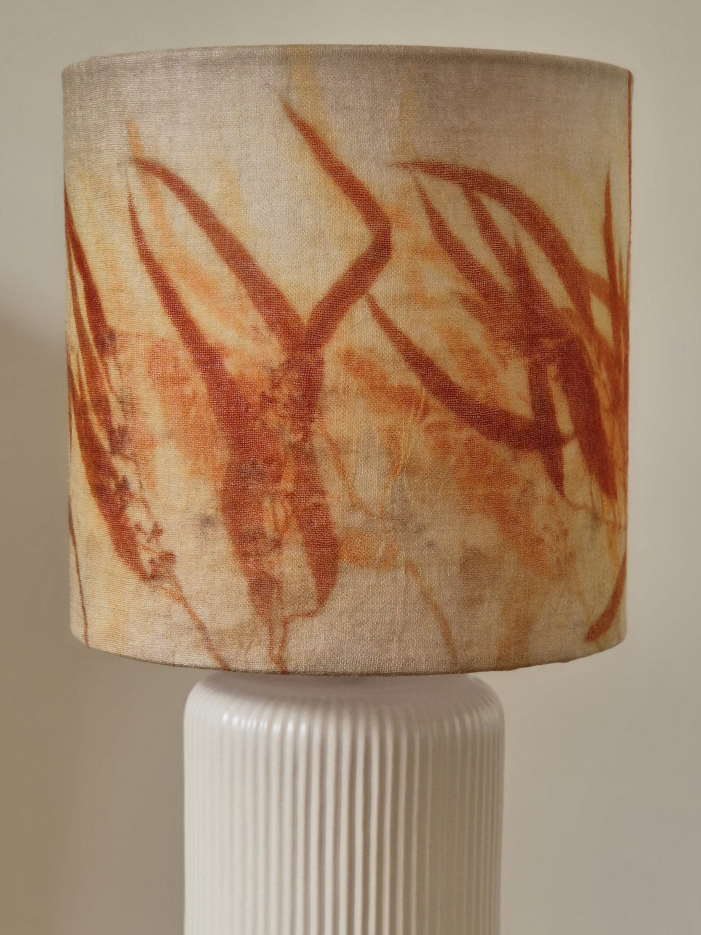 Unique lampshade hand printed wool fabric