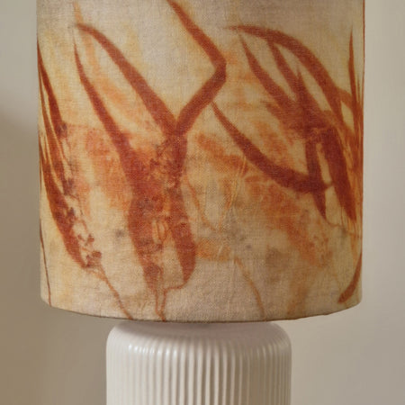 Bespoke lampshade with hand printed wool fabric