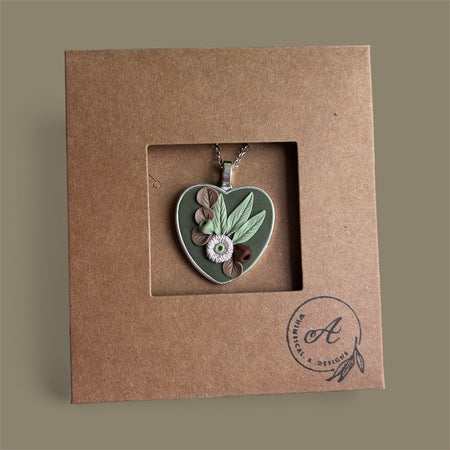 Eucalyptus Heart Pendant Green
