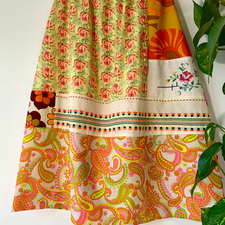 gorgeous patchwork vintage fabric skirt - medium 10-12 - violetclothing - free postage