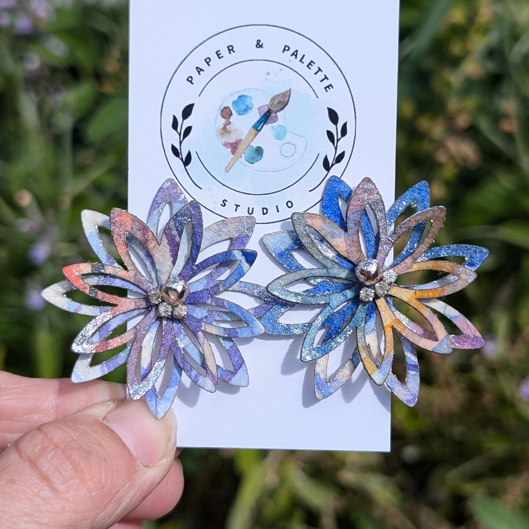 Made to Order Watercolour Floral Earrings – Lobe or Helix Piercing