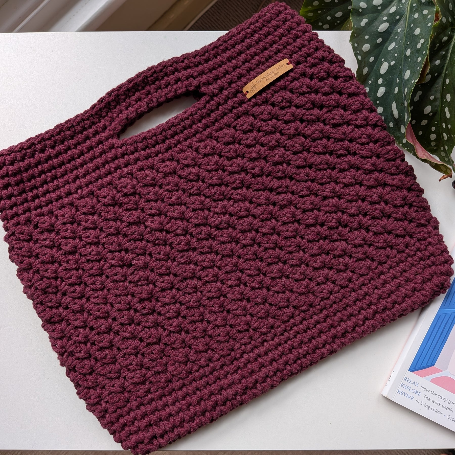 The Yarra Bag, Handmade Crochet Everyday Handbag in Plum