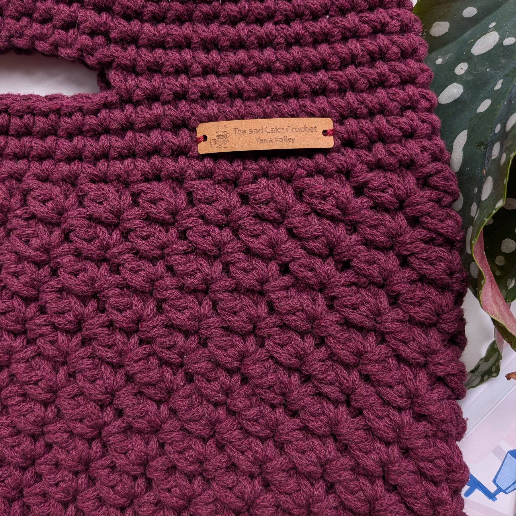 The Yarra Bag, Handmade Crochet Everyday Handbag in Plum