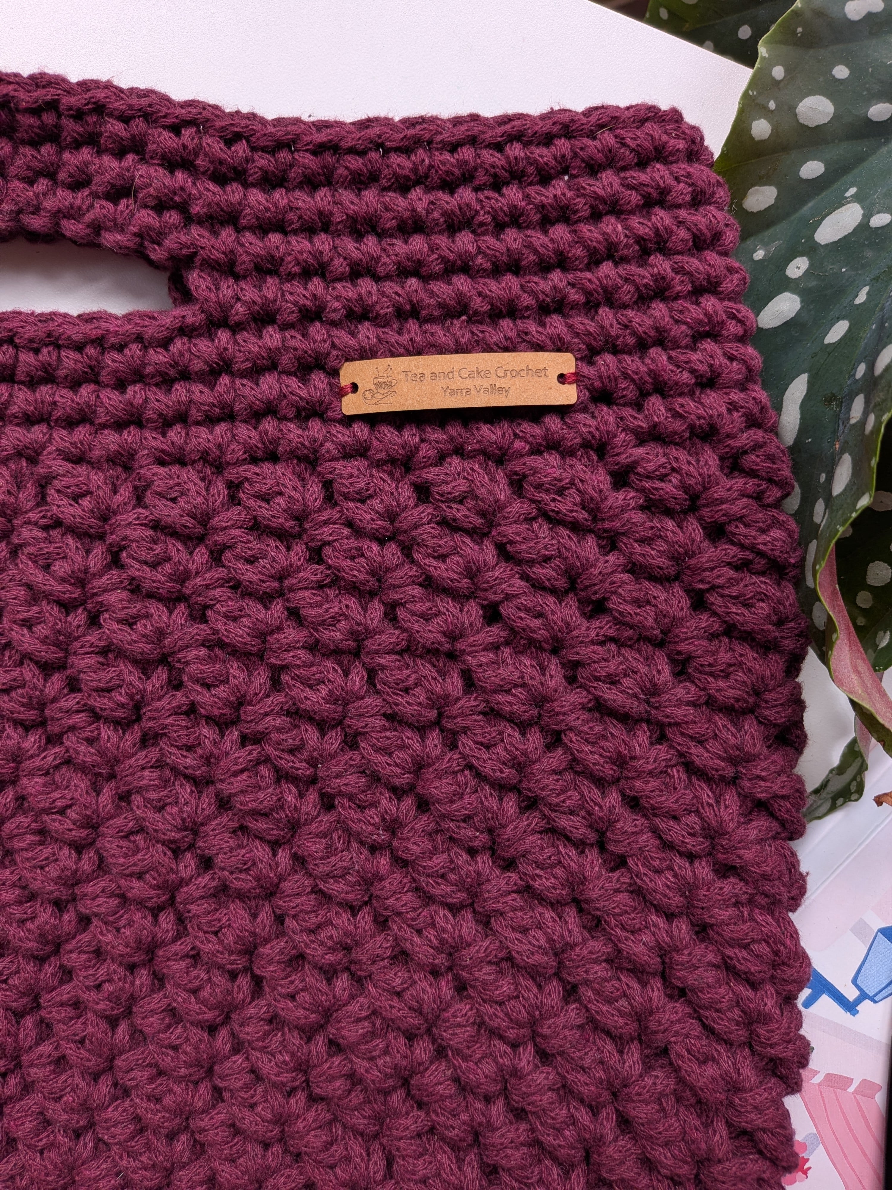 The Yarra Bag, Handmade Crochet Everyday Handbag in Plum