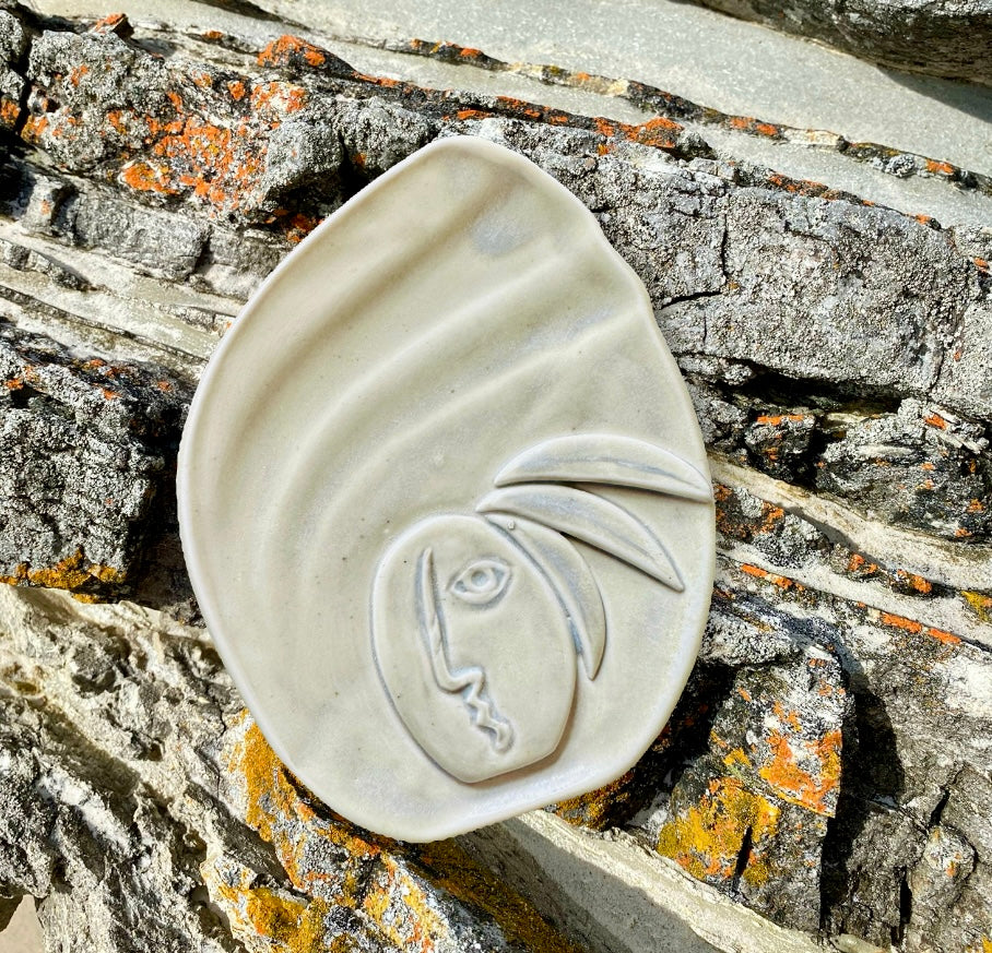 Plate With Abstract Face