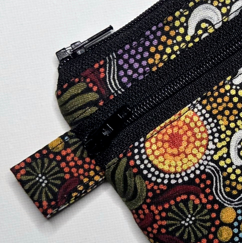 Small Double Pocket Pouch in dot print fabric