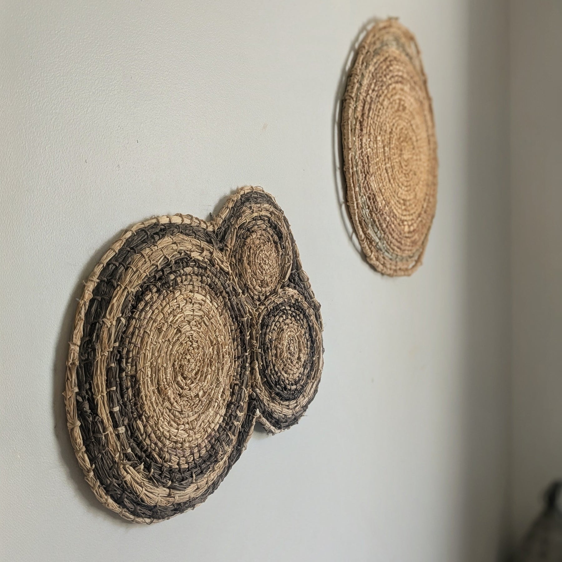 Fibre Art Weaved Wall Piece  | 3 Circles Interwoven  Hand dyed Eucalyptus |Wall Hanging
