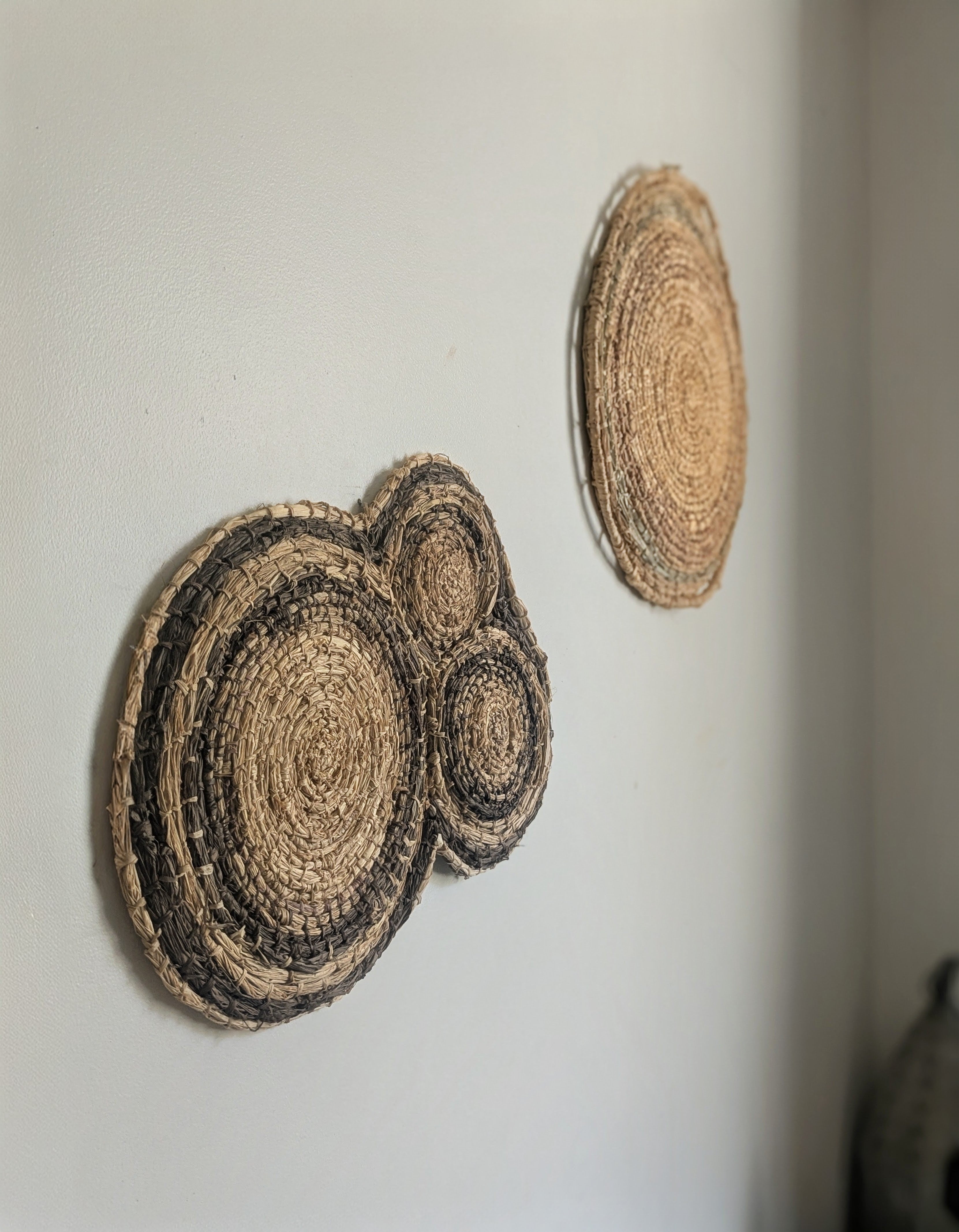 Fibre Art Weaved Wall Piece  | 3 Circles Interwoven  Hand dyed Eucalyptus |Wall Hanging