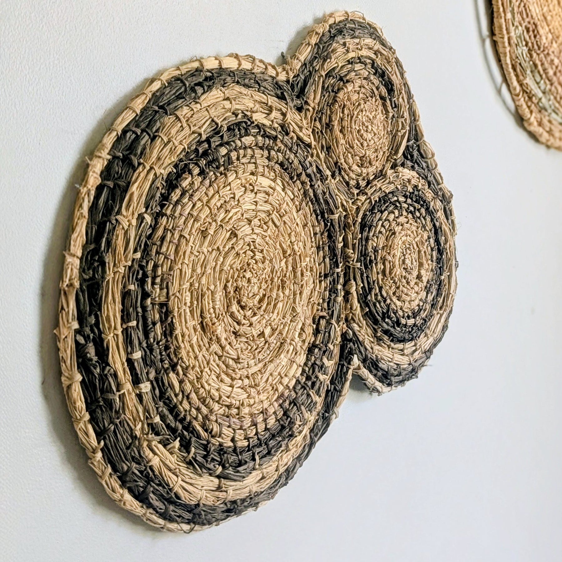 Fibre Art Weaved Wall Piece  | 3 Circles Interwoven  Hand dyed Eucalyptus |Wall Hanging