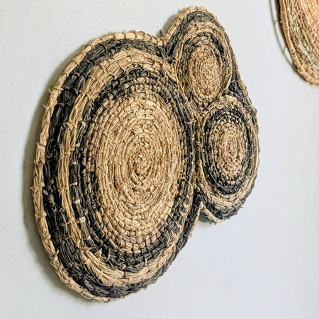 Fibre Art Weaved Wall Piece  | 3 Circles Interwoven  Hand dyed Eucalyptus |Wall Hanging
