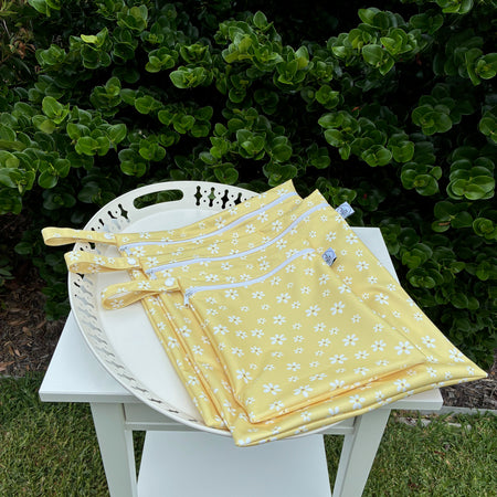 READY MADE Water-resistant wet bags - Candyfloss Easter Ditsy Daisy (JacSlade)