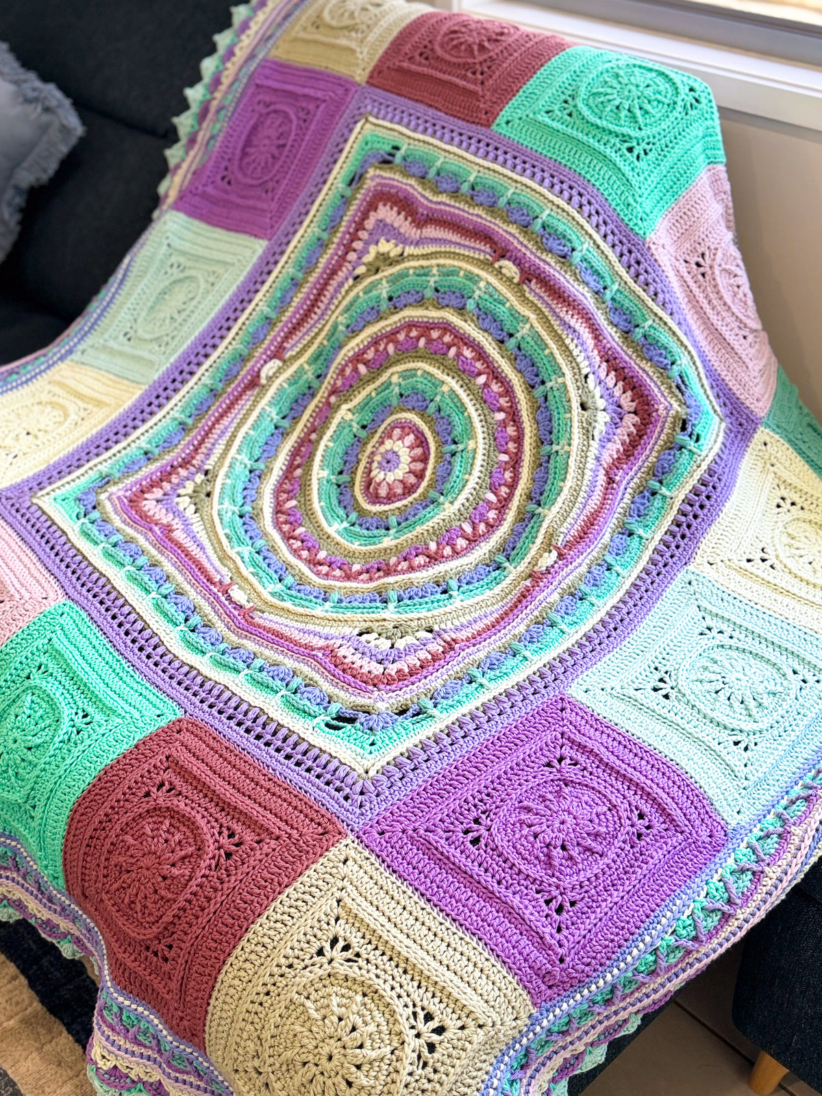 #091 - Large Crocheted Blanket in Mixed Colours