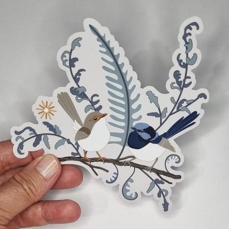 Superb Fairy Wrens on a Straight Branch Sticker