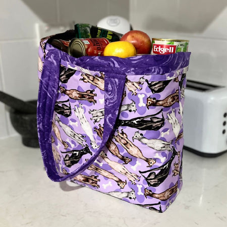 Grocery Tote .. Italian Greyhound ... Lined with storage pouch