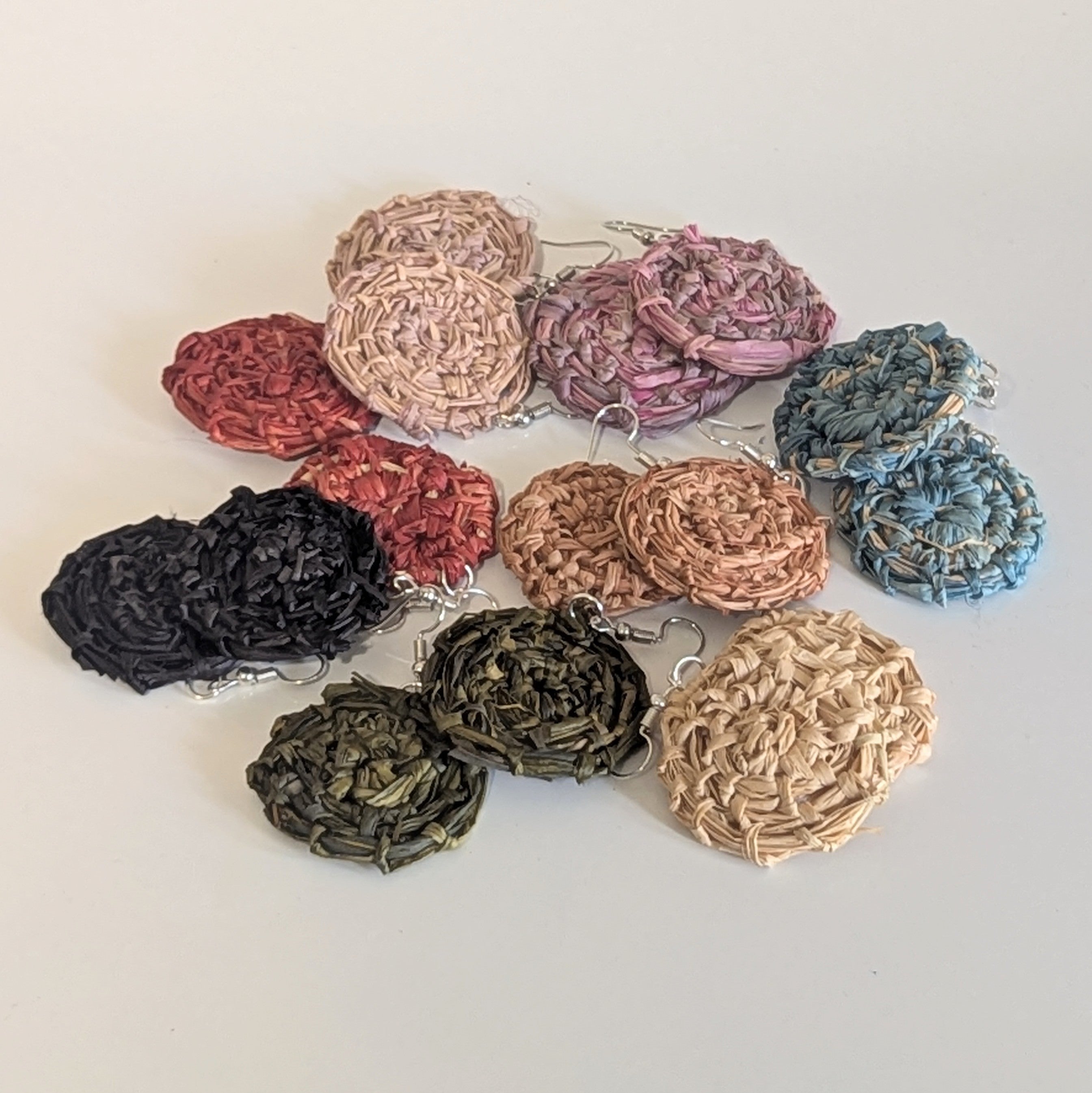 Woven Raffia Earrings in Gift Bag  - Choice of Colours