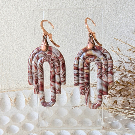 Copper, Cream and Bronze Arches Earrings. Free Shipping