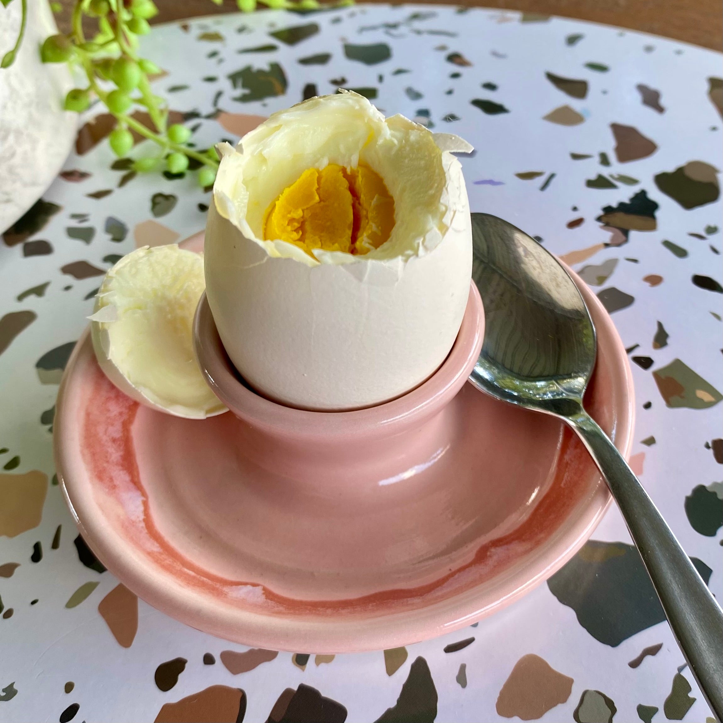 Ceramic Egg Cup with Spoon Rest|Handmade Pottery