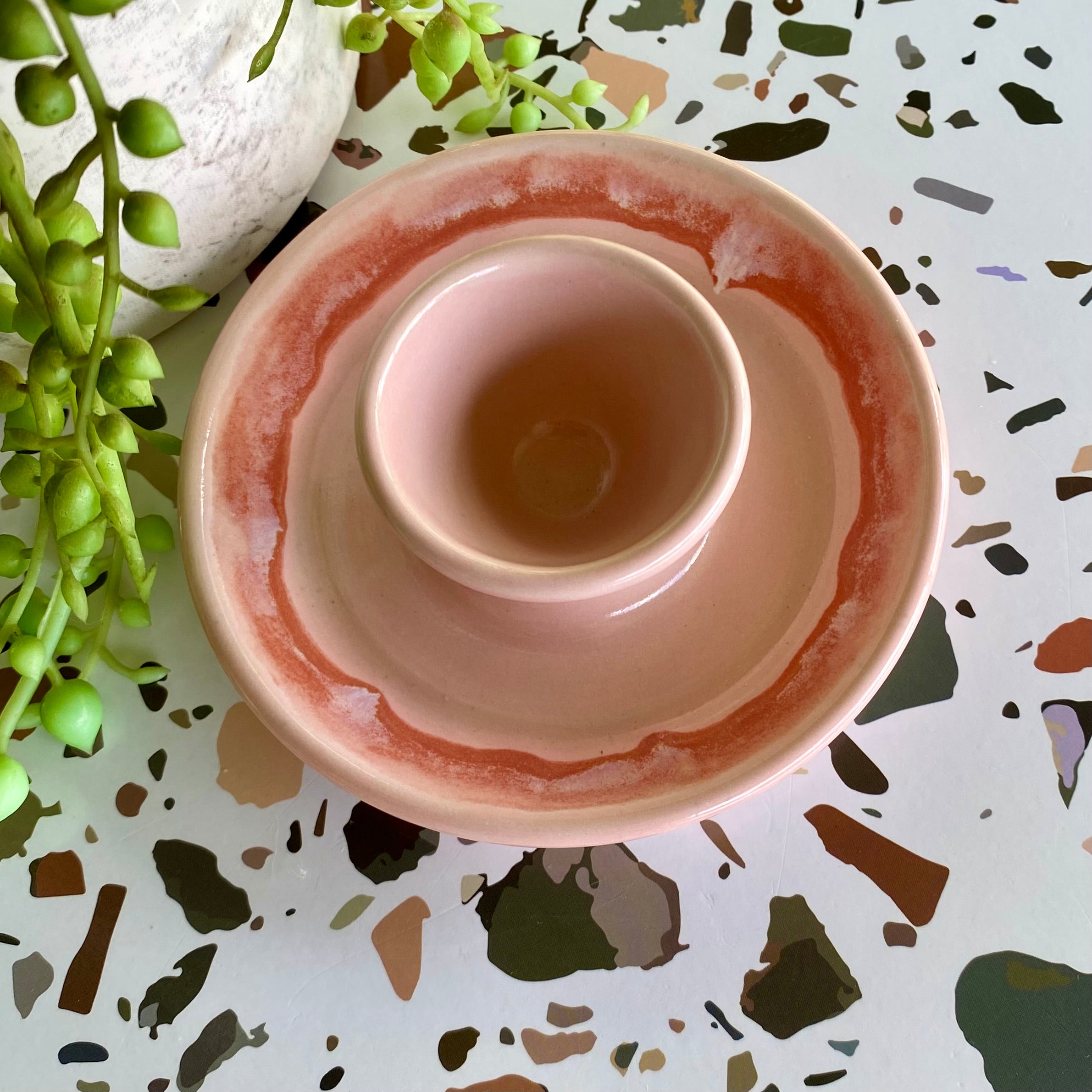 Ceramic Egg Cup with Spoon Rest|Handmade Pottery