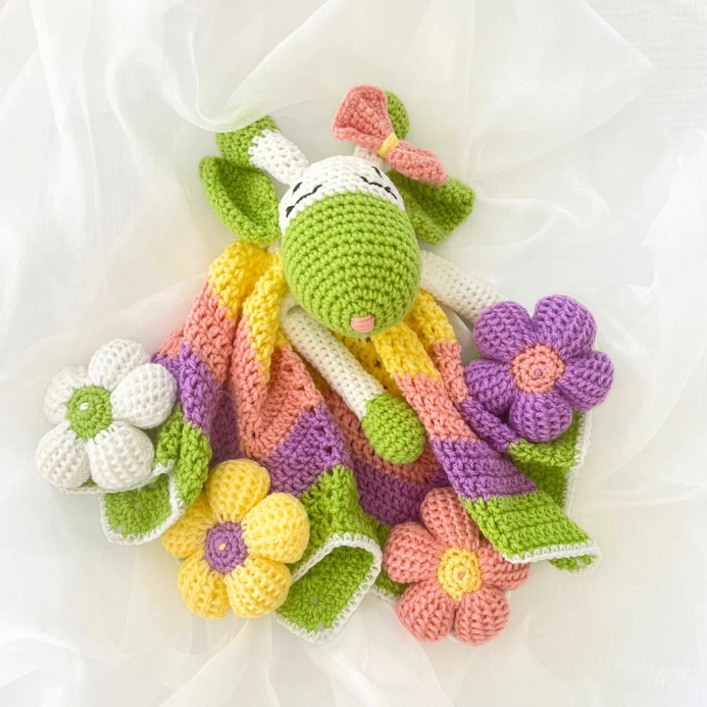 Crochet Giraffe Baby Snuggle Blanket - Handmade Crochet Lovey Blanket