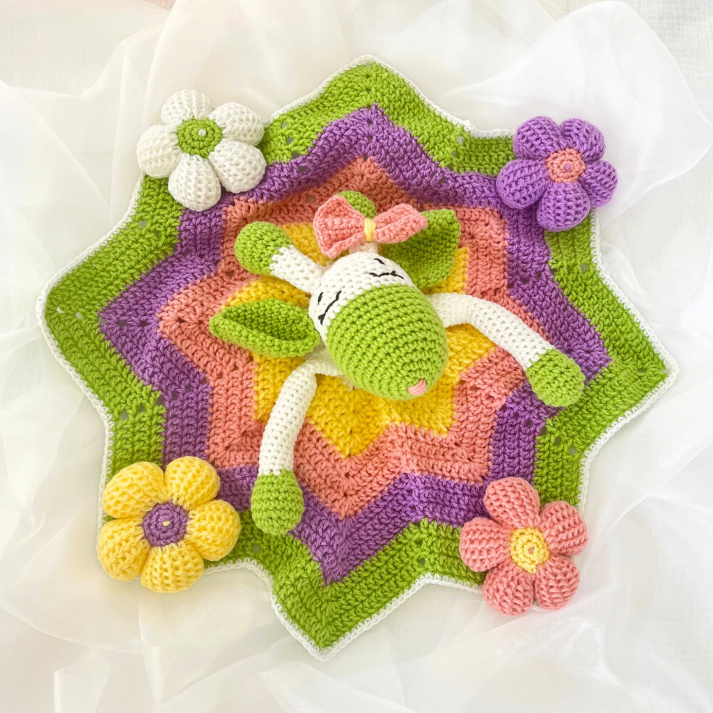 Crochet Giraffe Baby Snuggle Blanket - Handmade Crochet Lovey Blanket