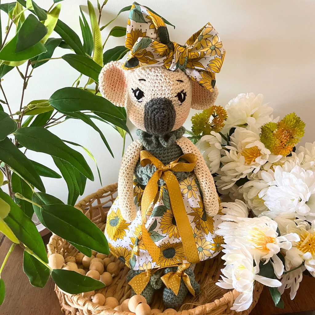 Handmade Crochet Koala Miss Kirby| Matching Carry Bag|Matching Hair Scrunchie