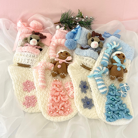 Handmade Crochet Baby Christmas Stockings 42cms