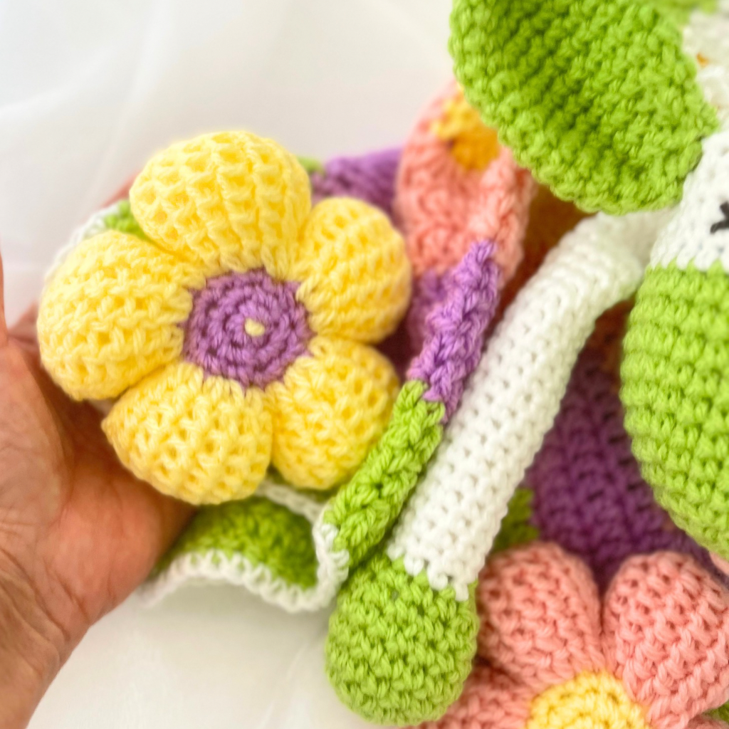 Crochet Giraffe Baby Snuggle Blanket - Handmade Crochet Lovey Blanket
