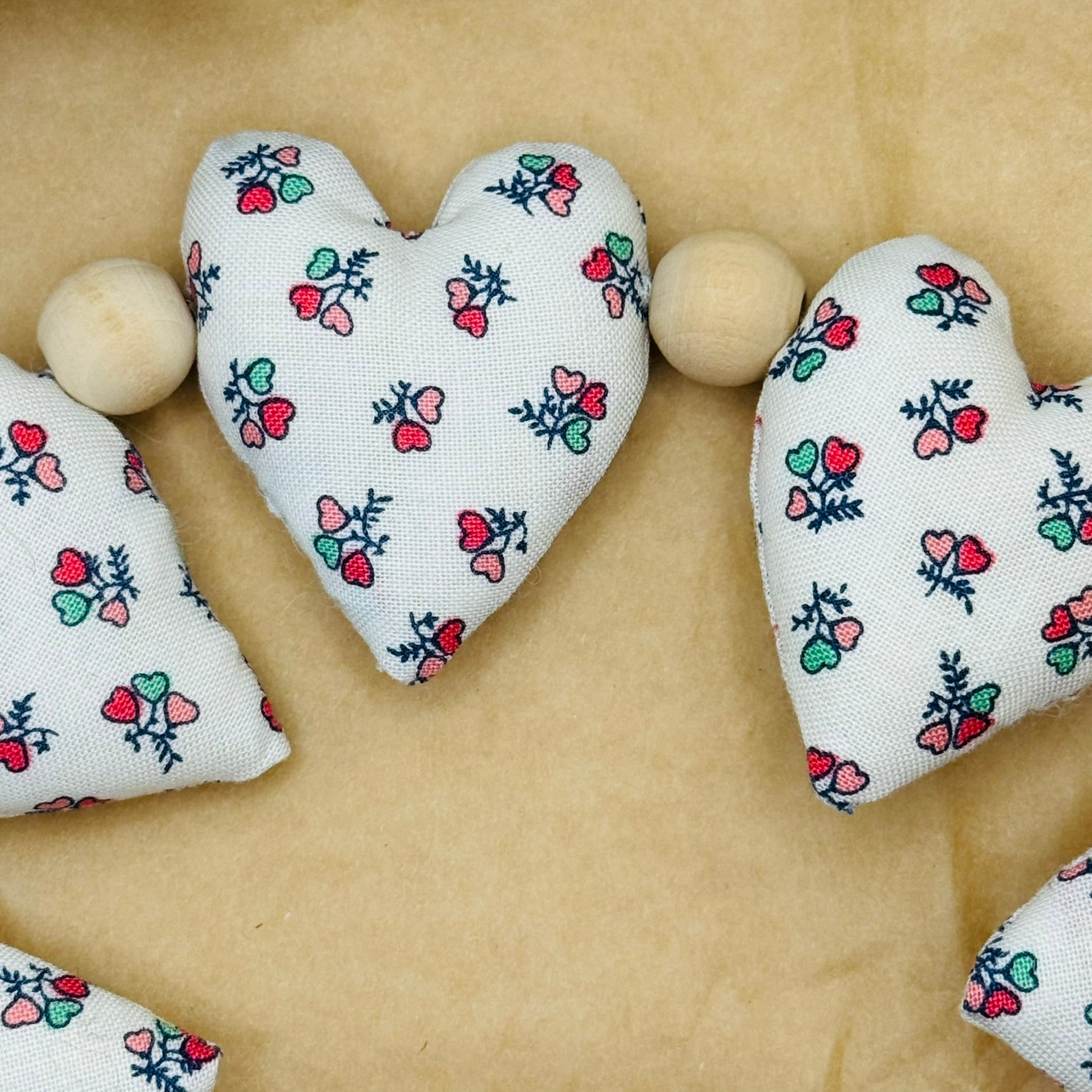 Handmade 'strings of love' heart garland - bouquet of flowers