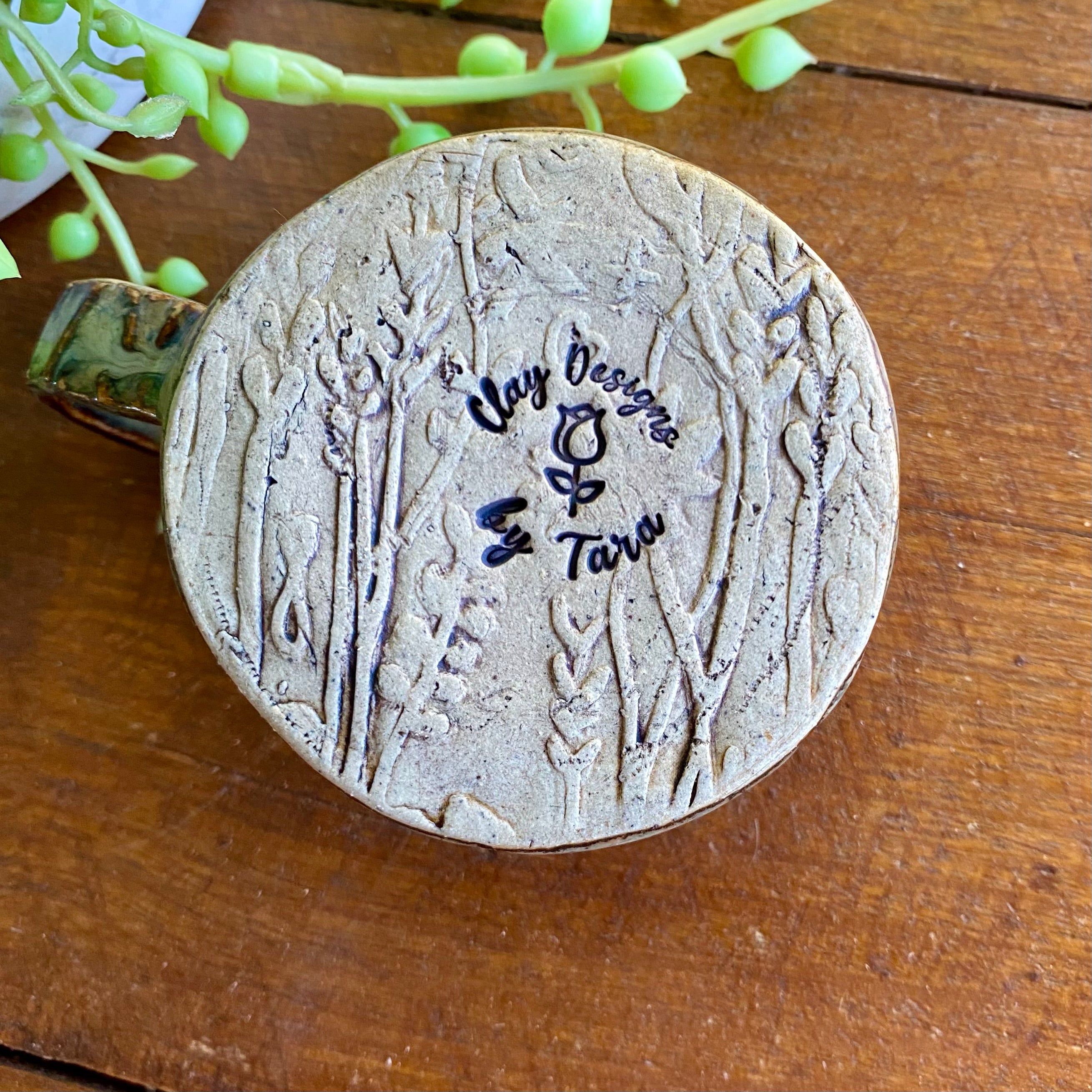 Textured Candle Holder with Dainty Handle|Handmade Pottery