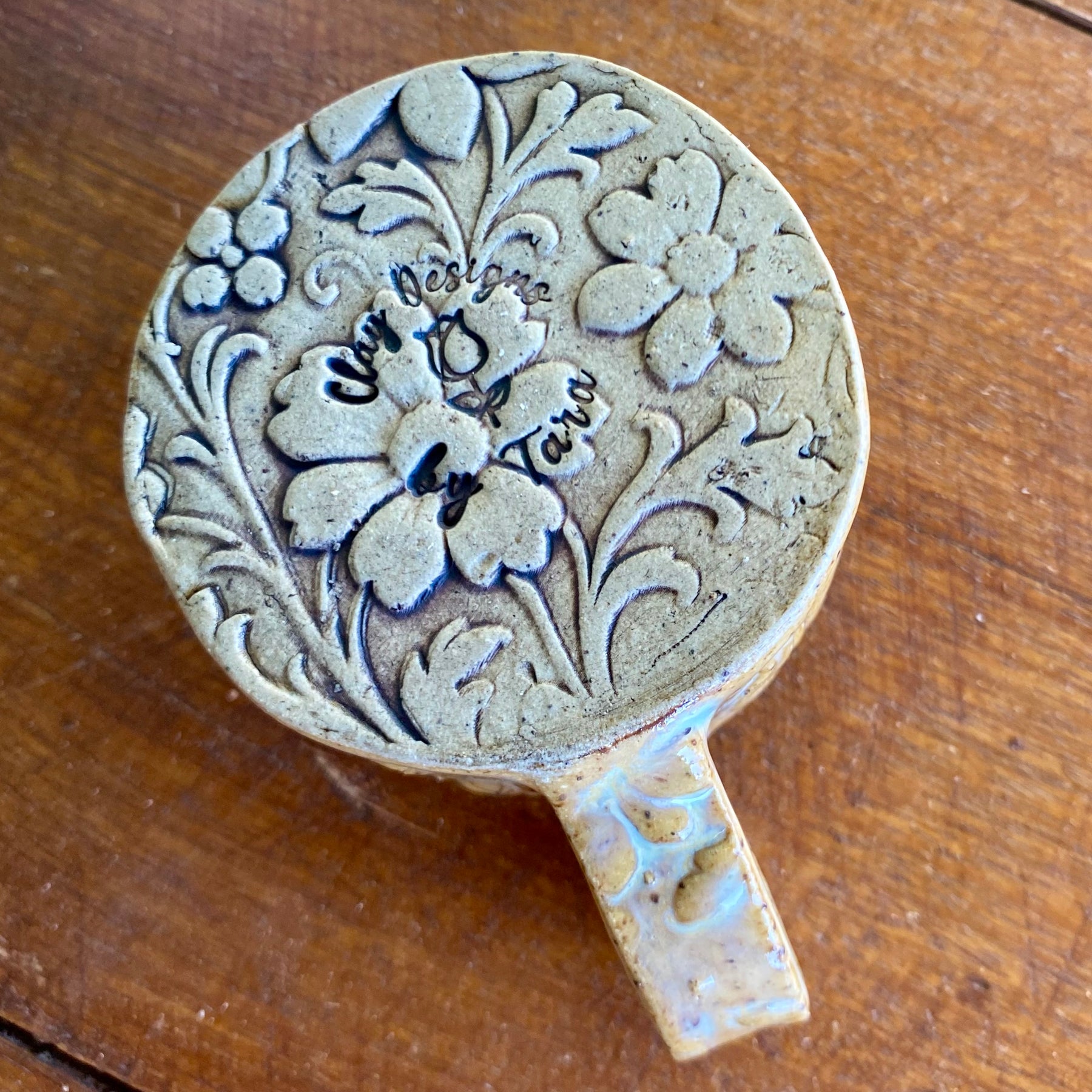 Textured Candle Holder with Dainty Handle|Handmade Pottery