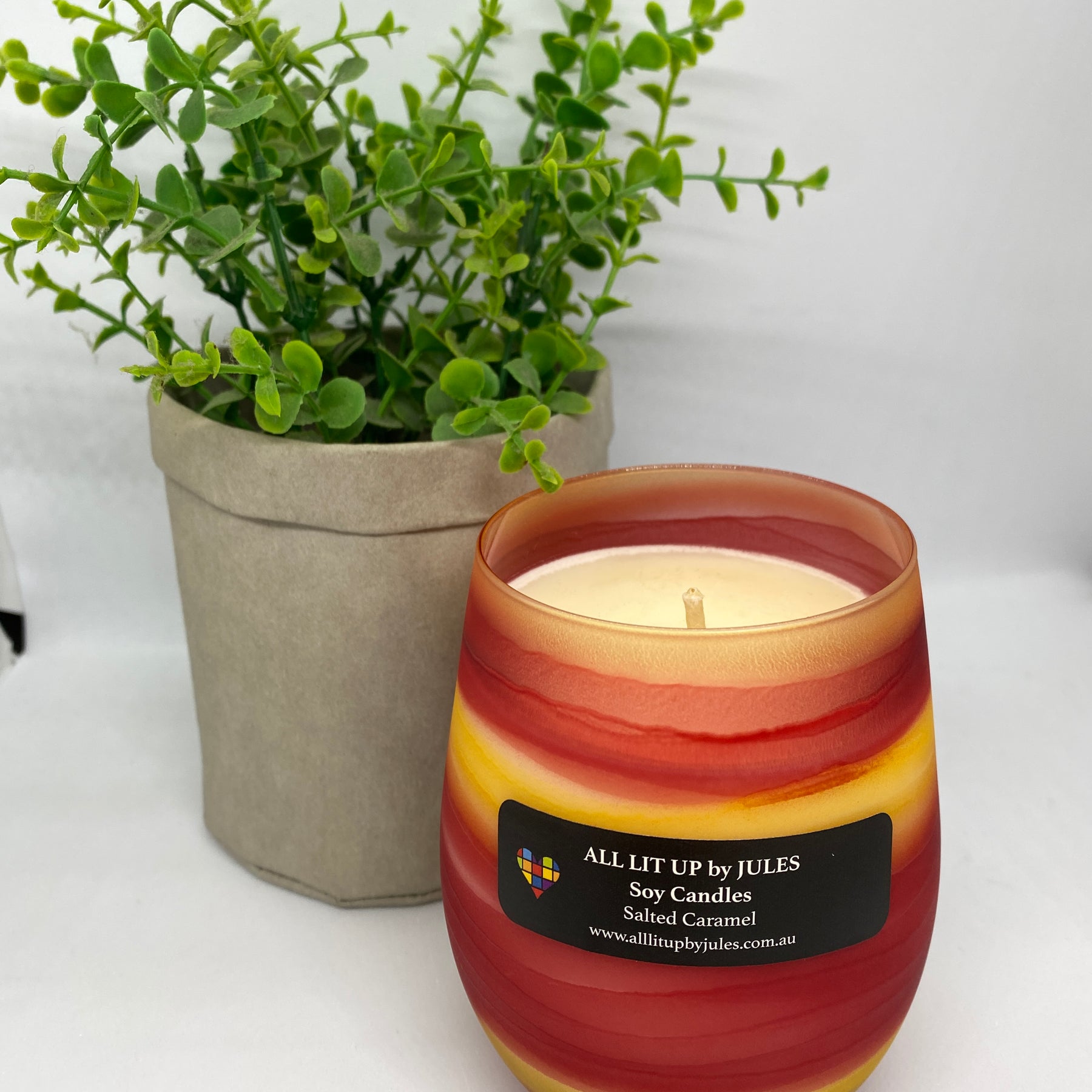 Red Orange and Yellow Stripe Glass - Poured to Order