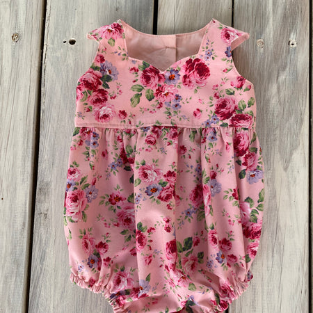 Pink Dahlia Romper Handmade Size 000