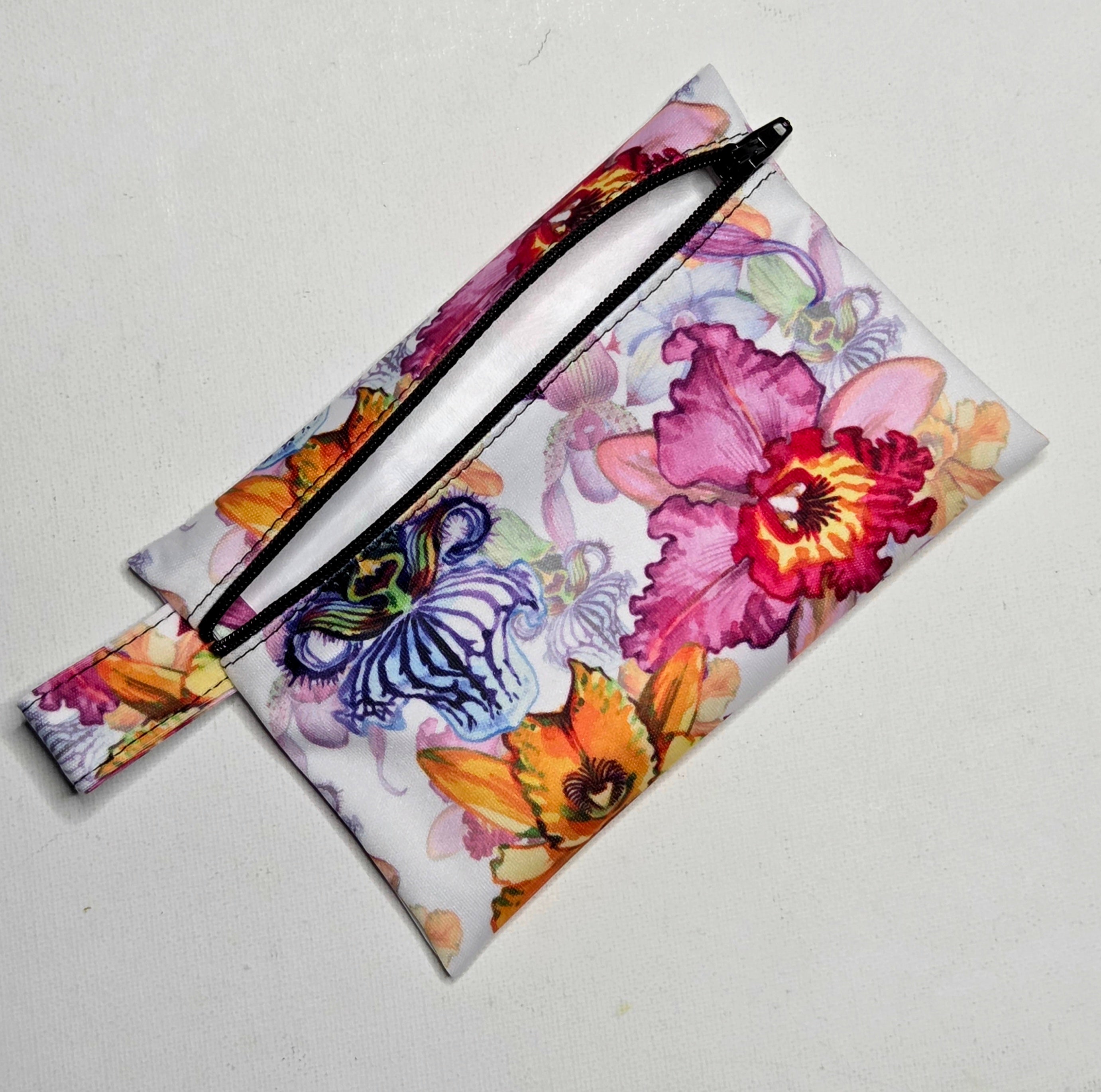 Mini Wet Bag, Pretty Orchid fabric, 15cms x 10cms