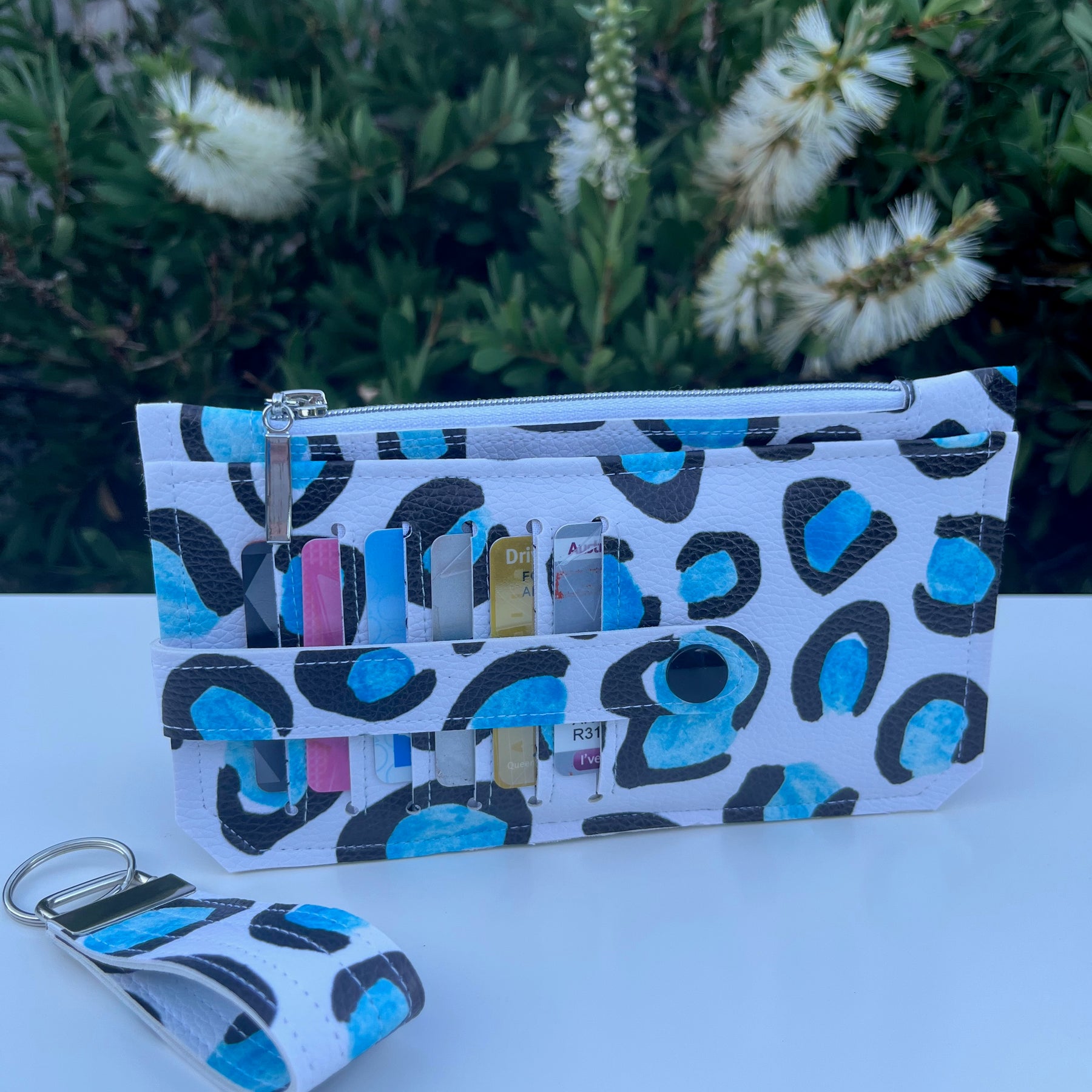Purse Pal Wallet & Key Fob - Ice Leopard (Cloth Cuts)