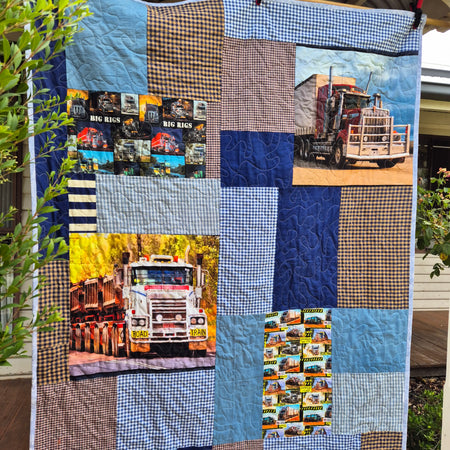 Truck themed single bed quilt