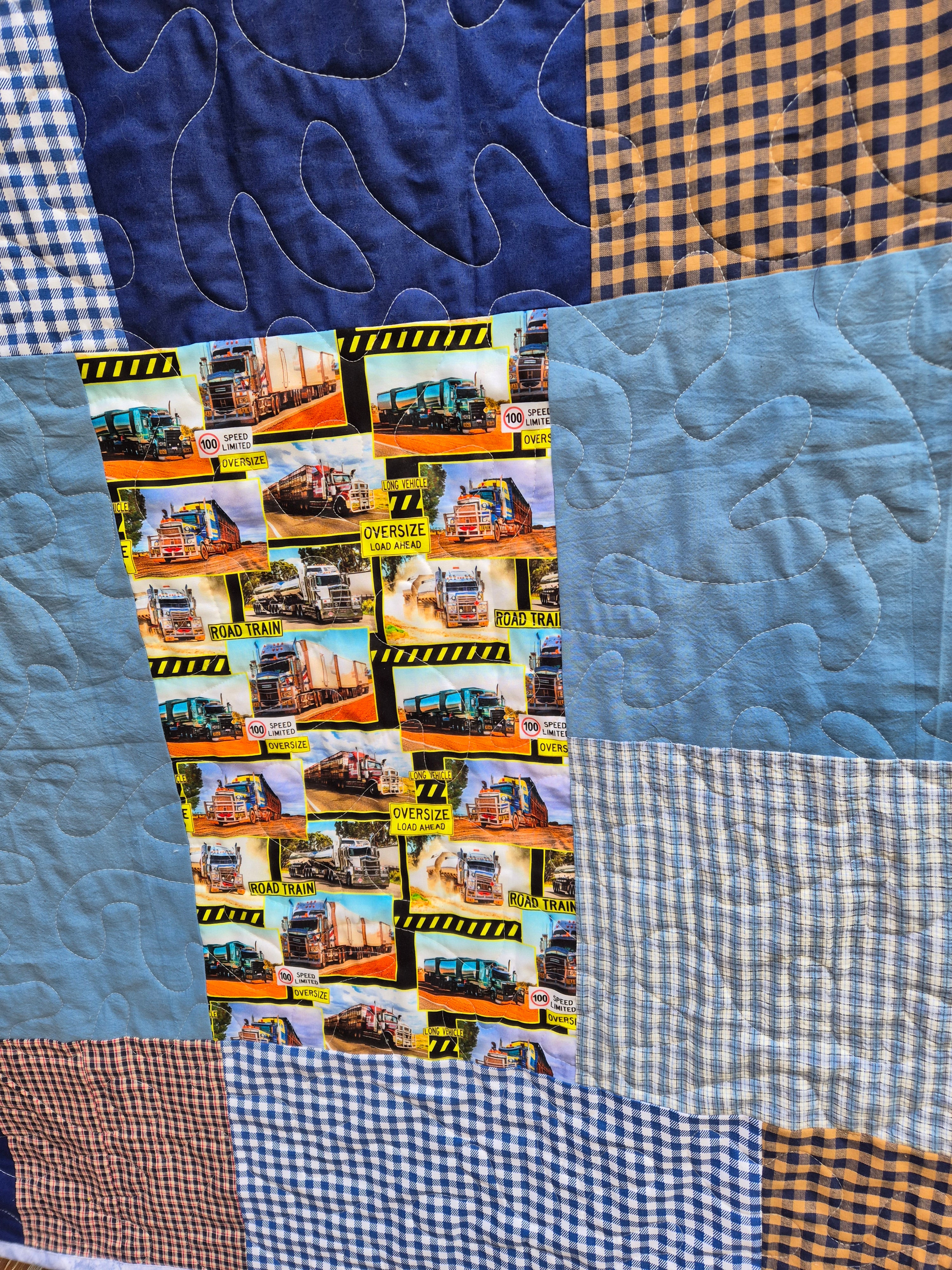 Truck themed single bed quilt