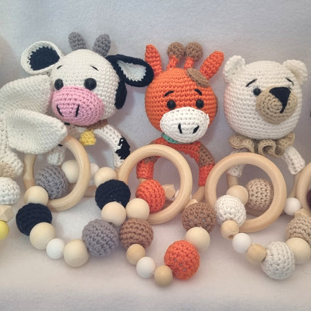 Handmade – Rattle & Sensory Bracelet toy – 5 designs – 100% Organic Cotton - BB006