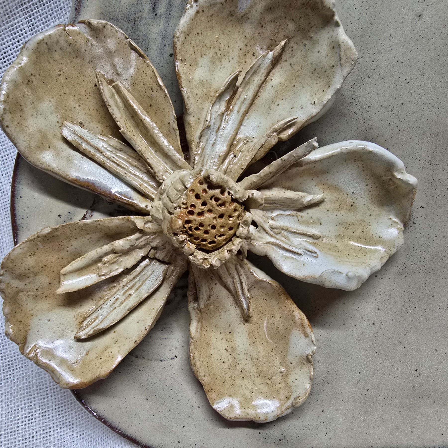 Large platter with flower