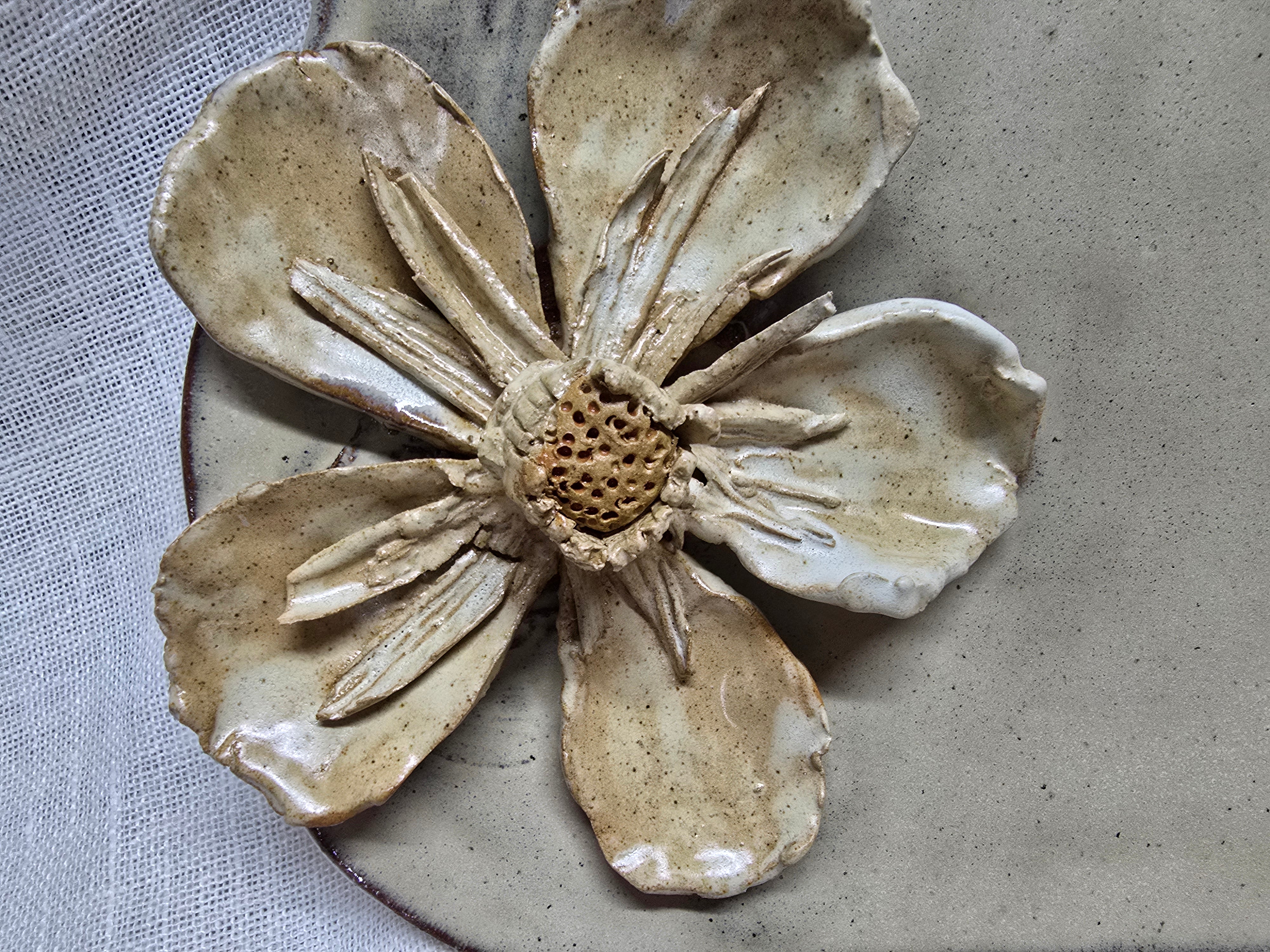 Large platter with flower