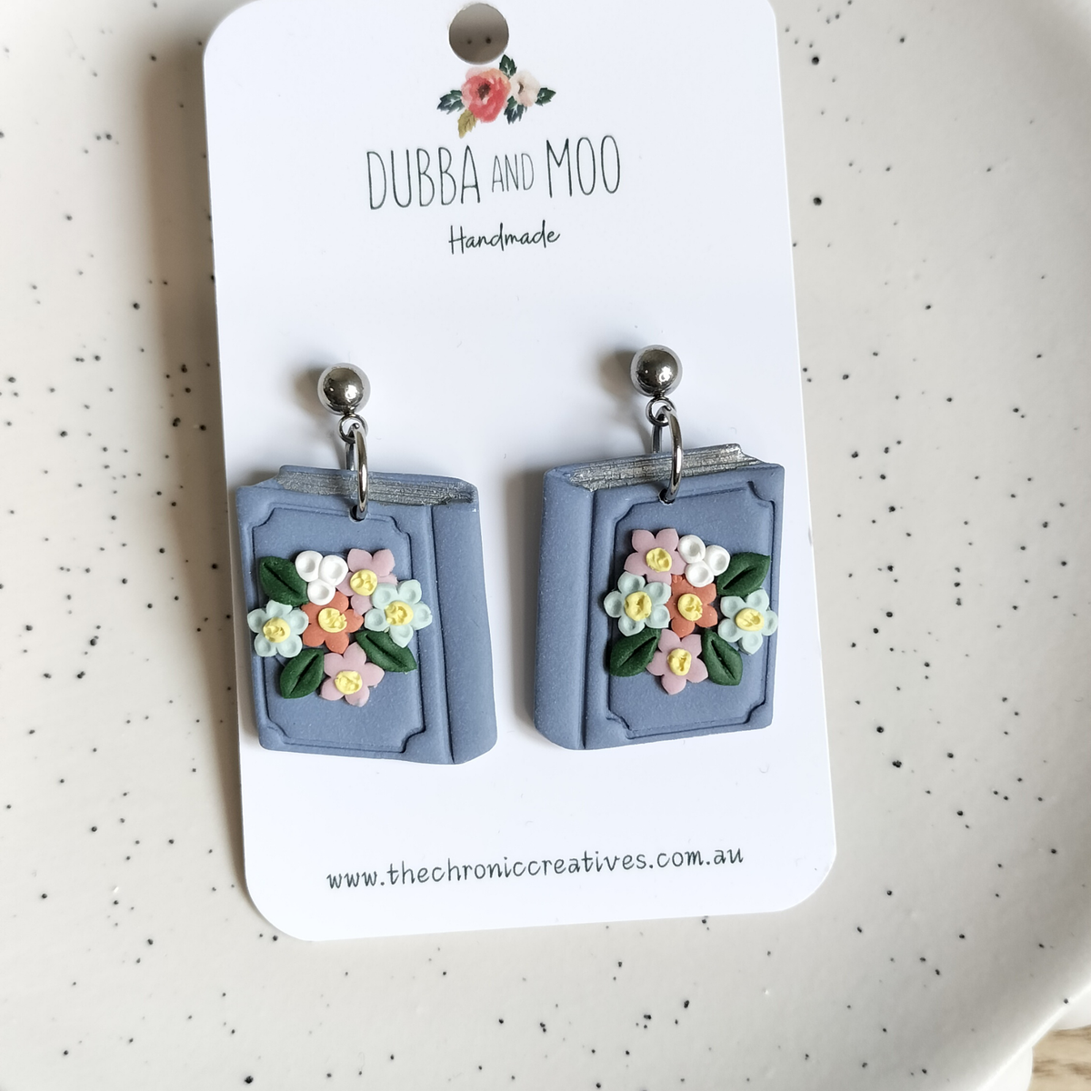 Botanical Floral Book Dangles Polymer Clay - Assorted Styles