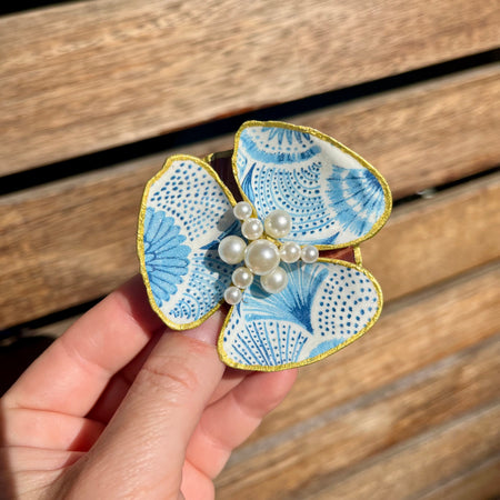 Blue Pattern Shell Trinket Tray Dish