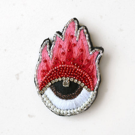Beaded Fire Eye Brooch