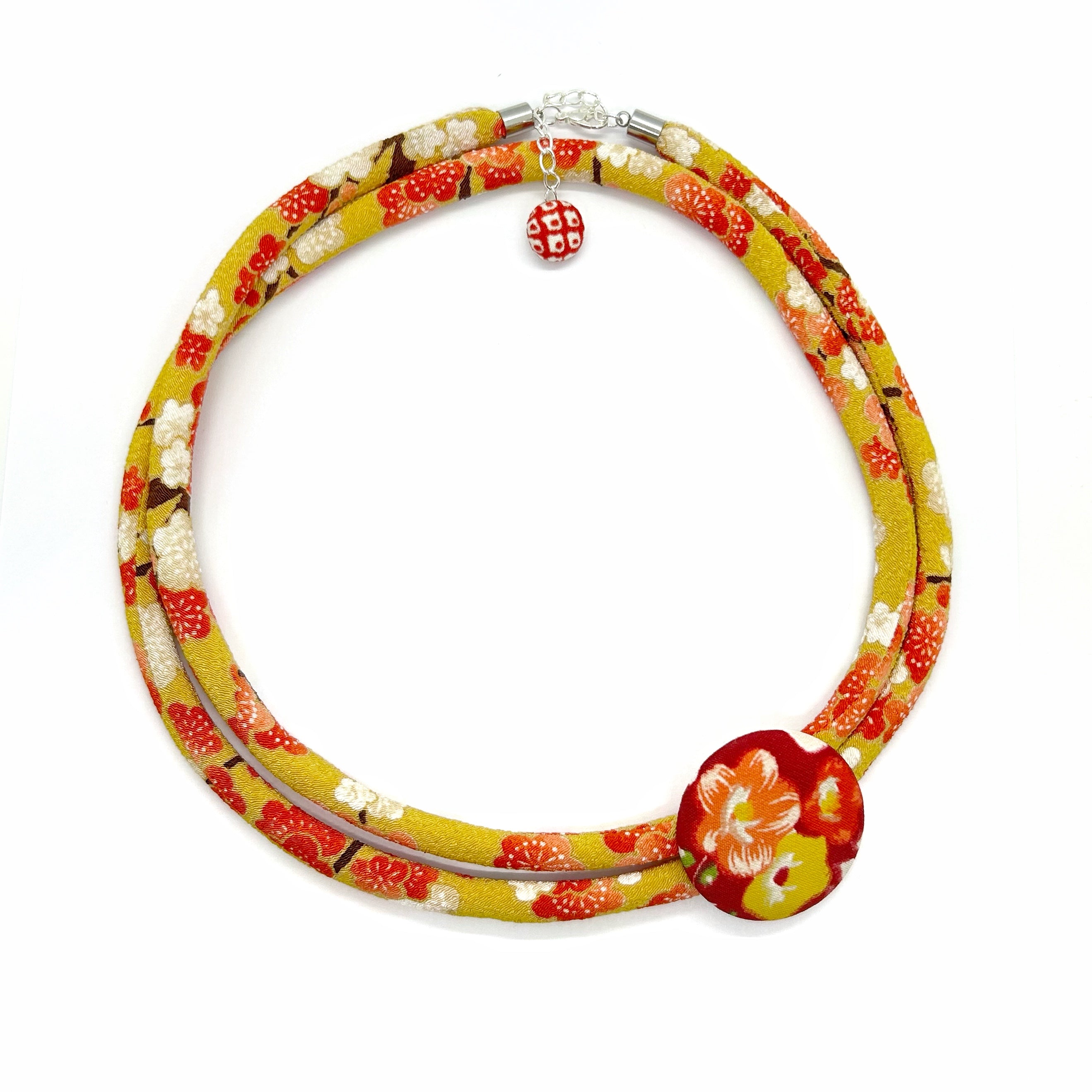 Kimono Cord Necklace - Autumn Floral