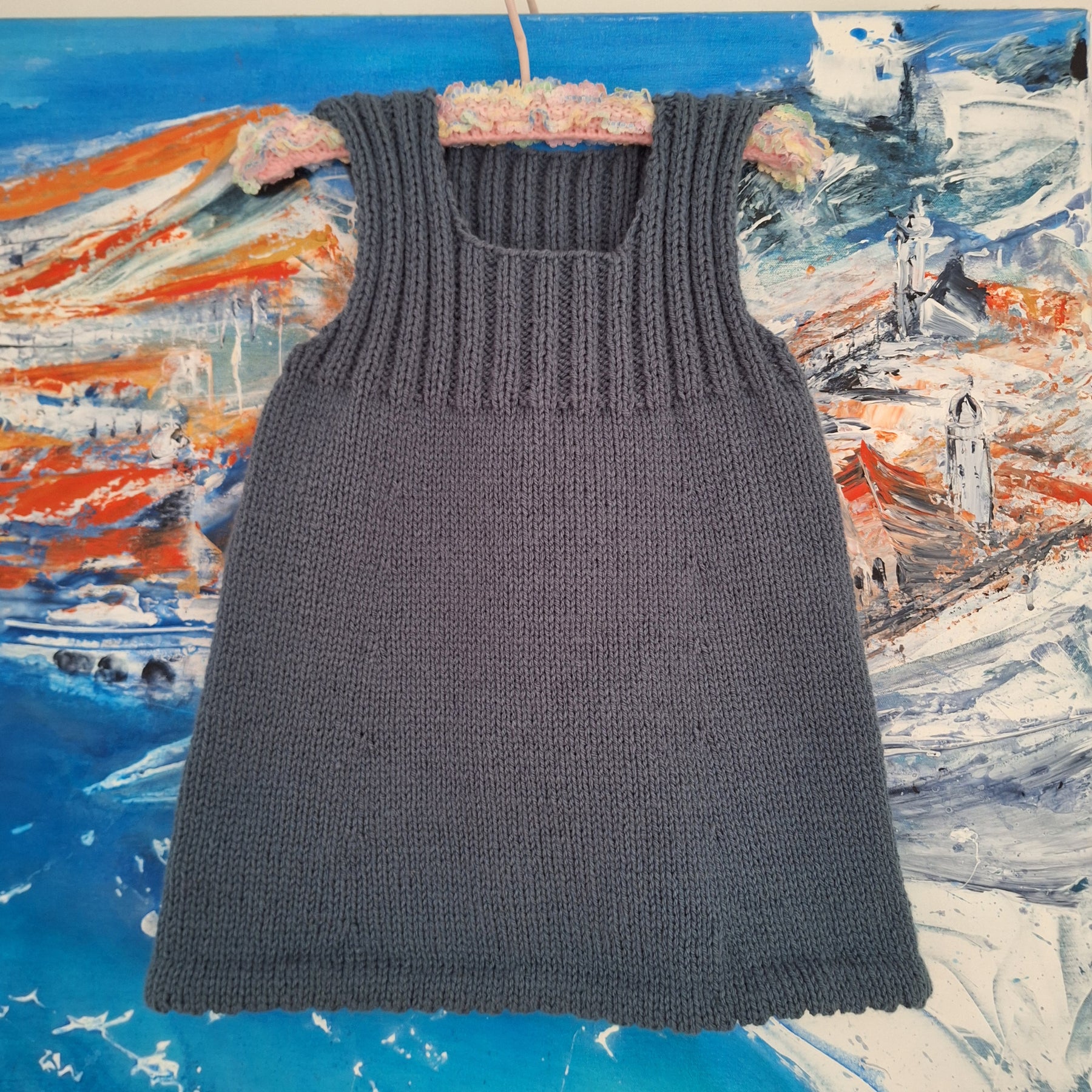 Handknitted Pinafore Dress Sz 4-5yrs
