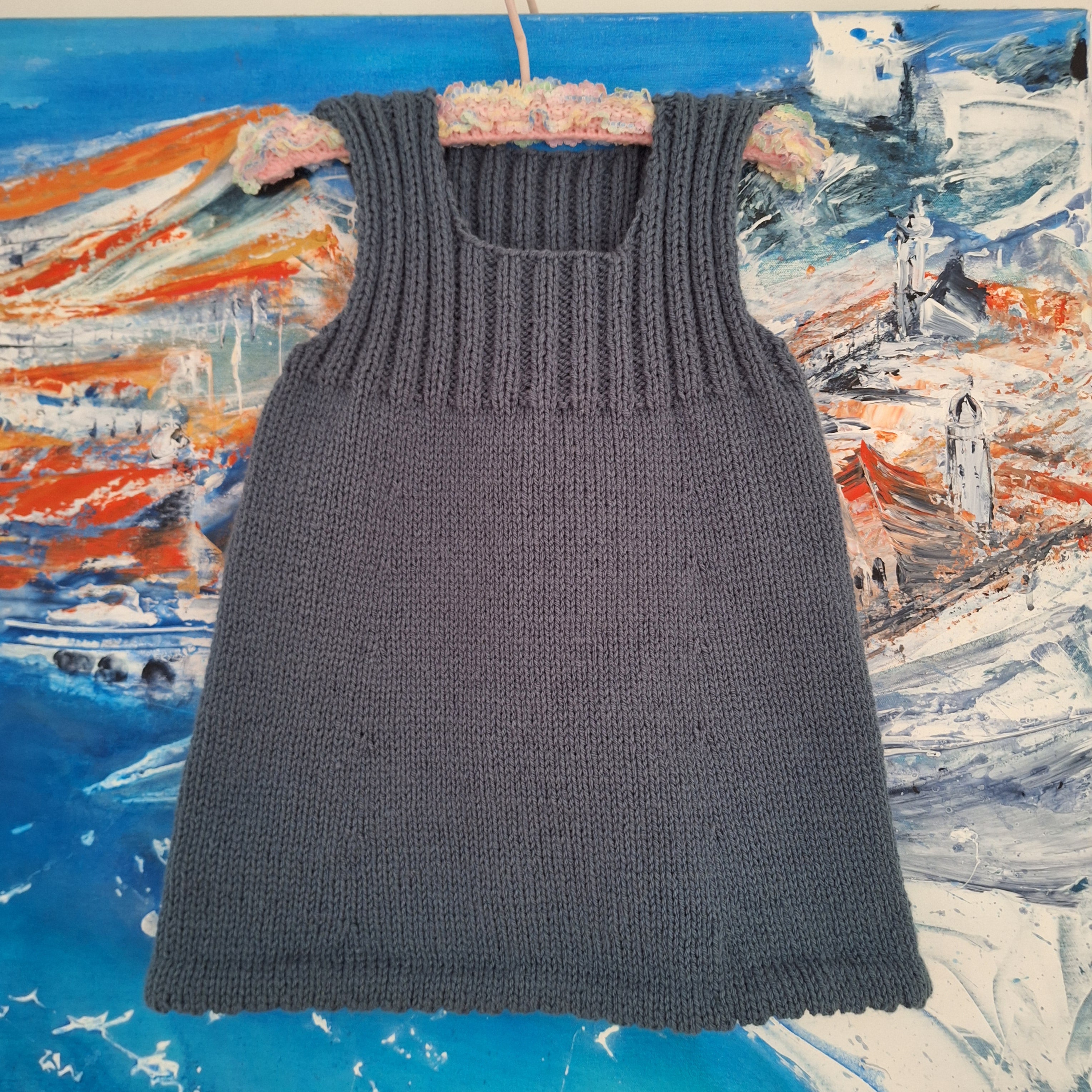 Handknitted Pinafore Dress Sz 4-5yrs
