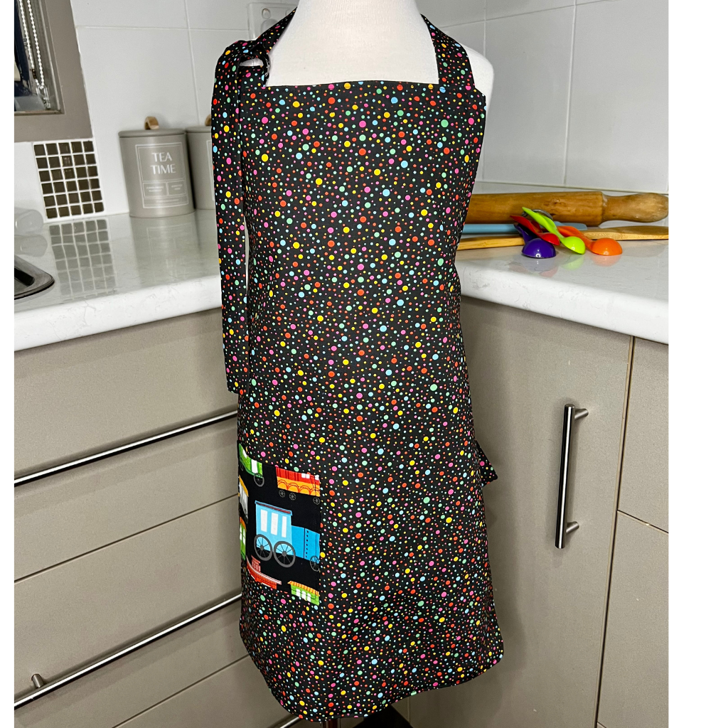 Apron .. Children's Reversible ..Trains