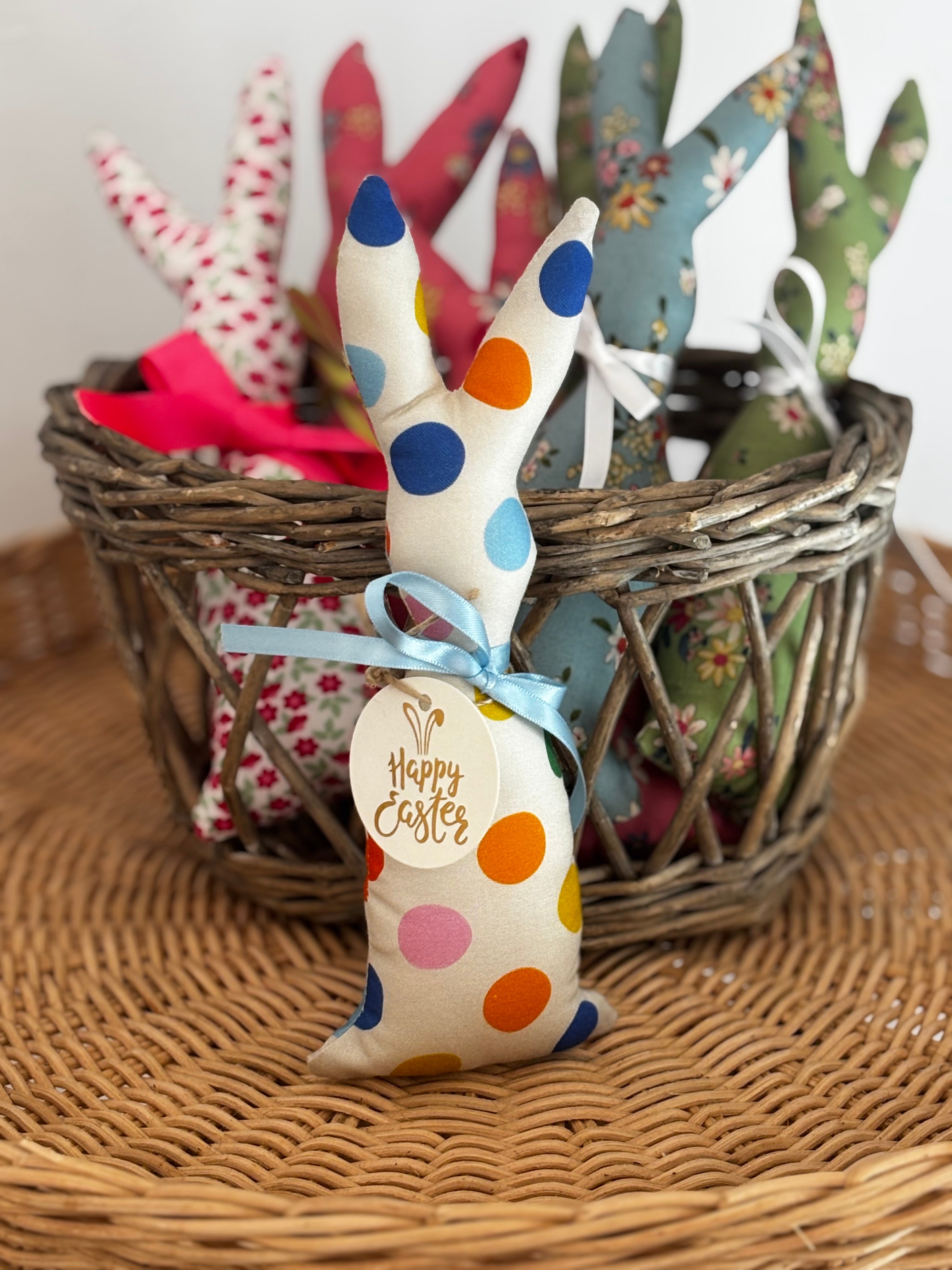 Polka Dot Handmade Fabric Easter Bunny