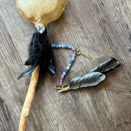 Handmade Kangaroo Hide Rattle – One of a Kind