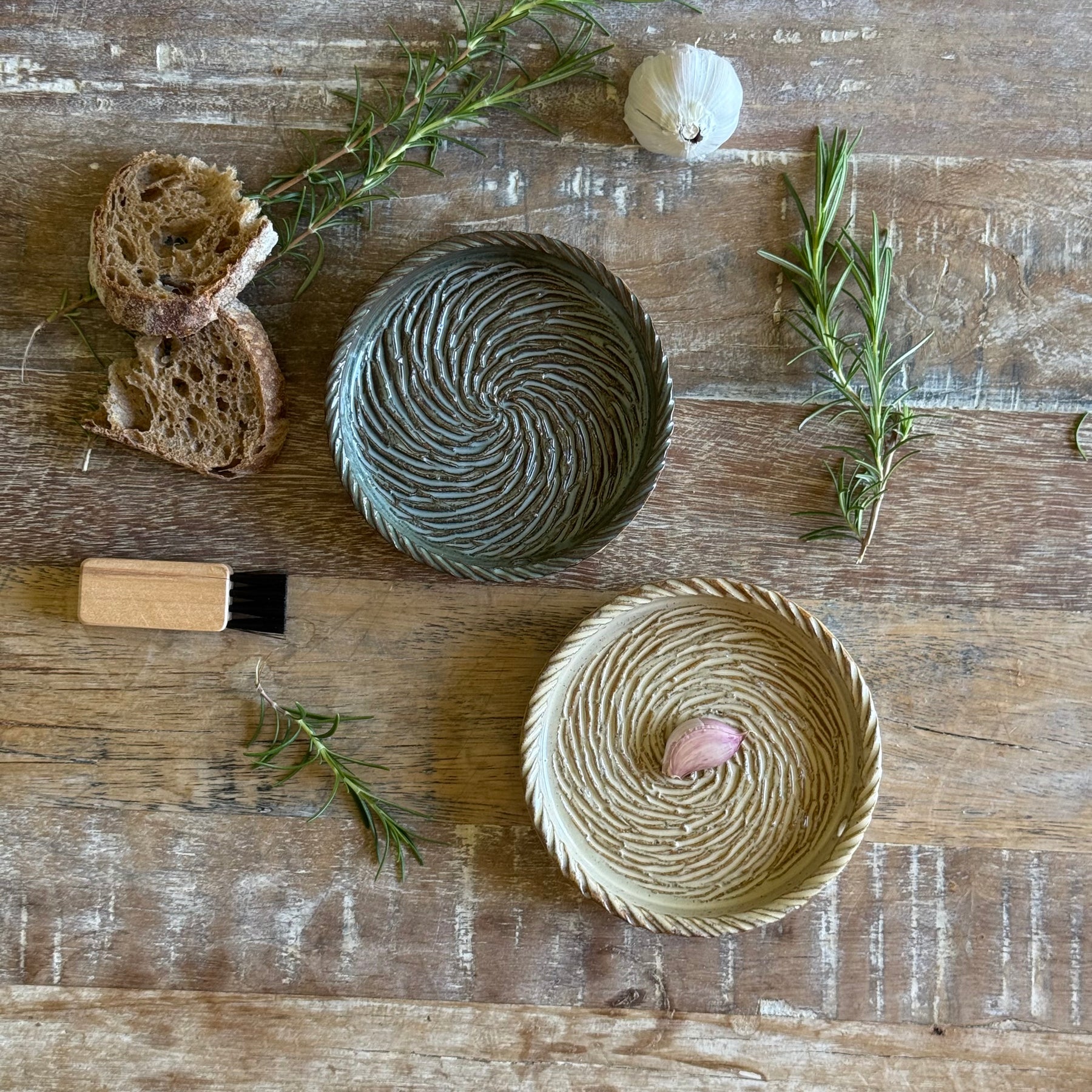 The Gathering Dish | Handmade Ceramic Garlic Grater, Herb & Dipping Dish
