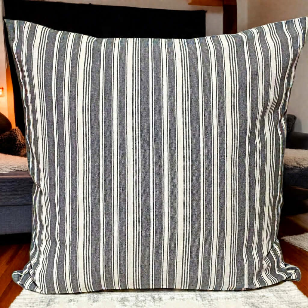 Grey and White striped cushion cover– Coastal Living Home Décor